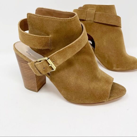 Paige Suede Mimi Buckle Peep Toe Ankle Booties - Picture 2 of 10